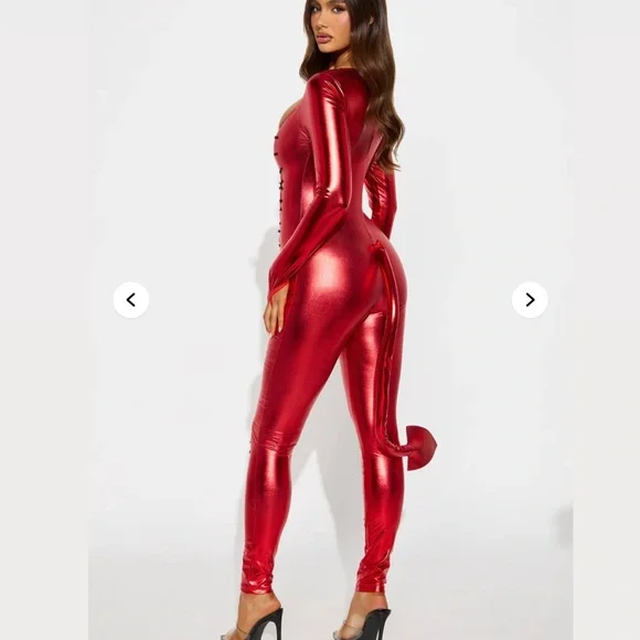 Fashion Nova Metallic Red Lace-Up Jumpsuit - Picture 2 of 2